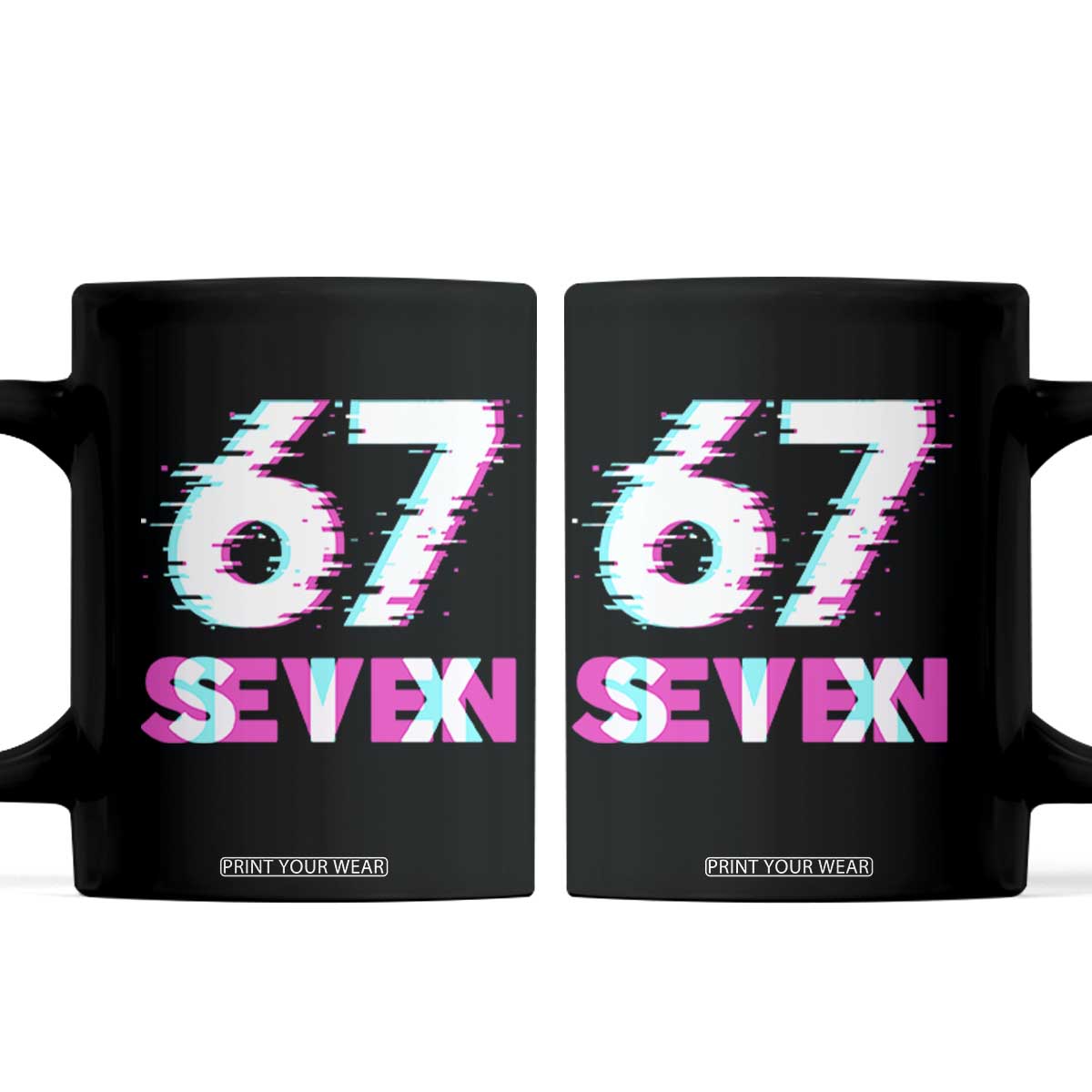 Glitch Optical Illusion Six Seven Meme Coffee Mug Gen Alpha Slang Gift TS12 Black Print Your Wear