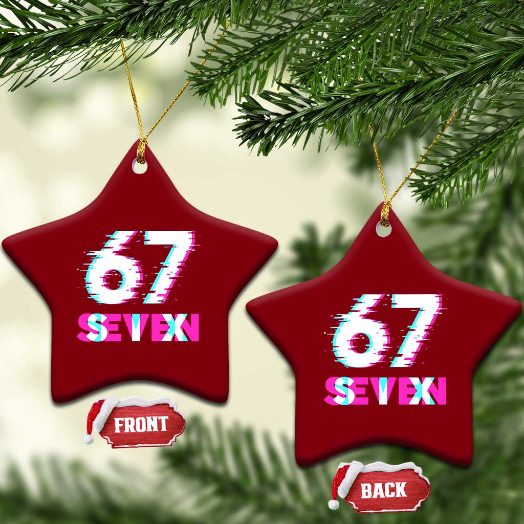 Glitch Optical Illusion Six Seven Meme Ceramic Ornament Gen Alpha Slang Gift TS12 Print Your Wear