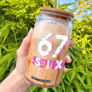 Glitch Optical Illusion Six Seven Meme Glass Can Gen Alpha Slang Gift TS12 Black Print Your Wear