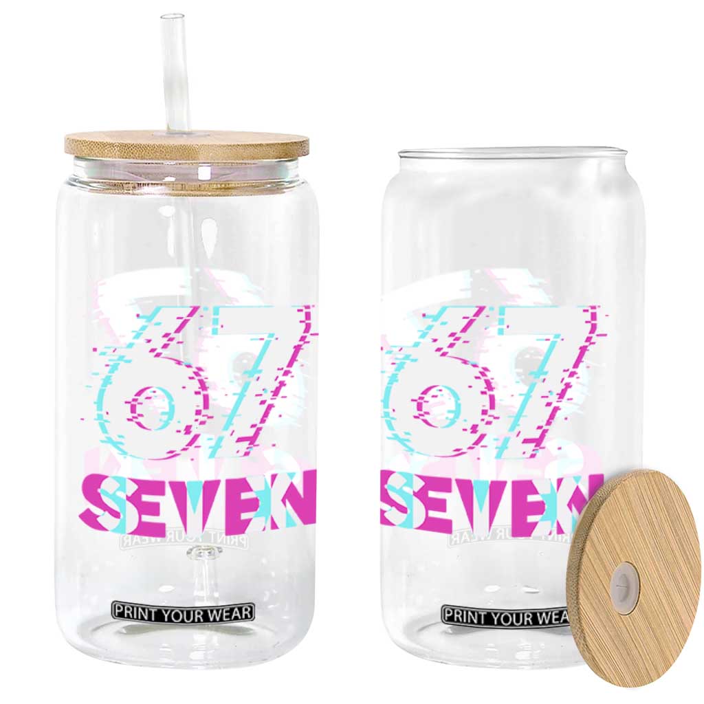 Glitch Optical Illusion Six Seven Meme Glass Can Gen Alpha Slang Gift TS12 Print Your Wear
