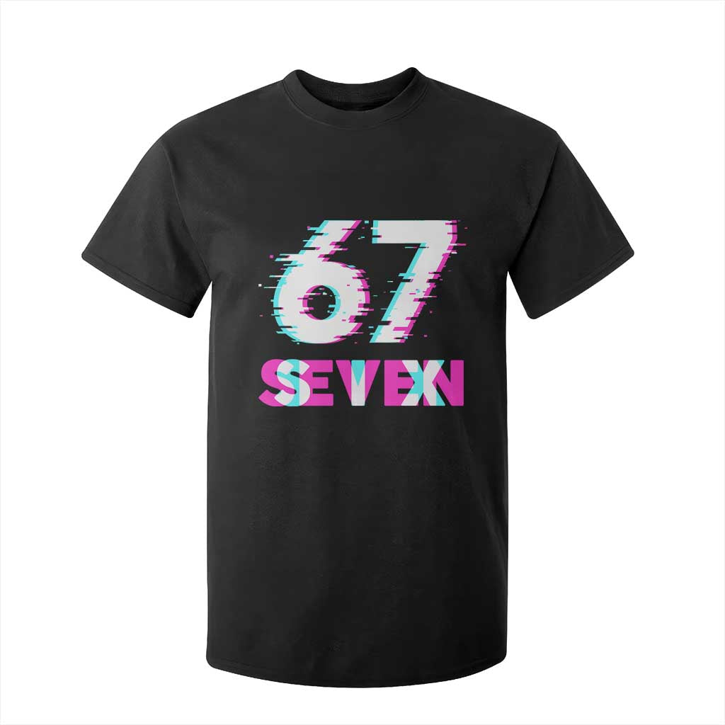 Glitch Optical Illusion Six Seven Meme T Shirt For Kid Gen Alpha Slang Gift TS12 Black Print Your Wear