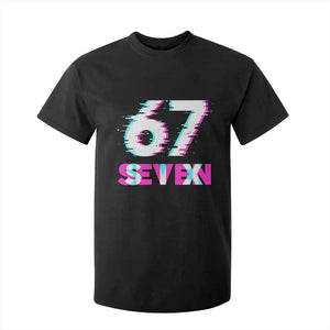 Glitch Optical Illusion Six Seven Meme T Shirt For Kid Gen Alpha Slang Gift TS12 Black Print Your Wear
