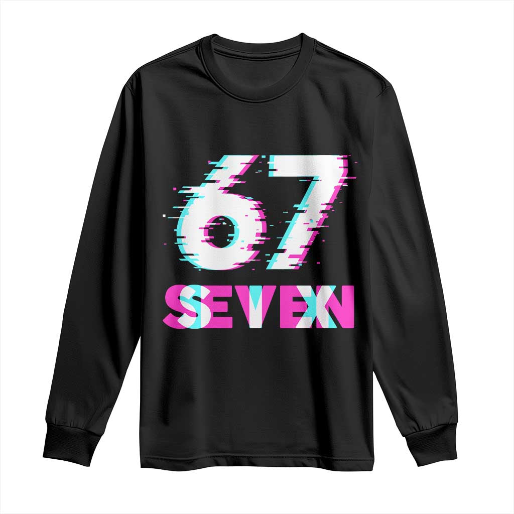 Glitch Optical Illusion Six Seven Meme Long Sleeve Shirt Gen Alpha Slang Gift TS12 Black Print Your Wear