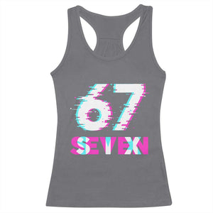 Glitch Optical Illusion Six Seven Meme Racerback Tank Top Gen Alpha Slang Gift TS12 Charcoal Print Your Wear