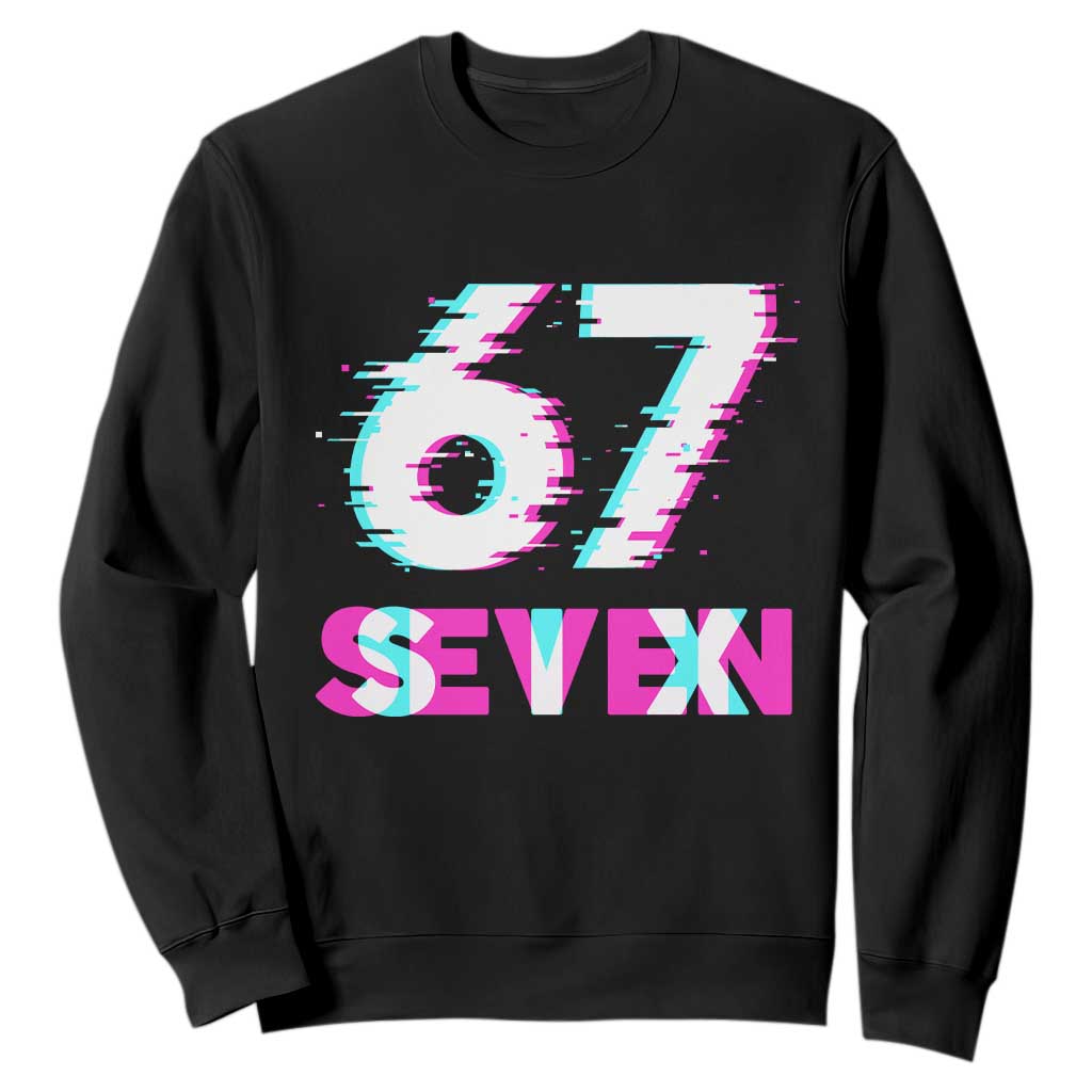 Glitch Optical Illusion Six Seven Meme Sweatshirt Gen Alpha Slang Gift TS12 Black Print Your Wear