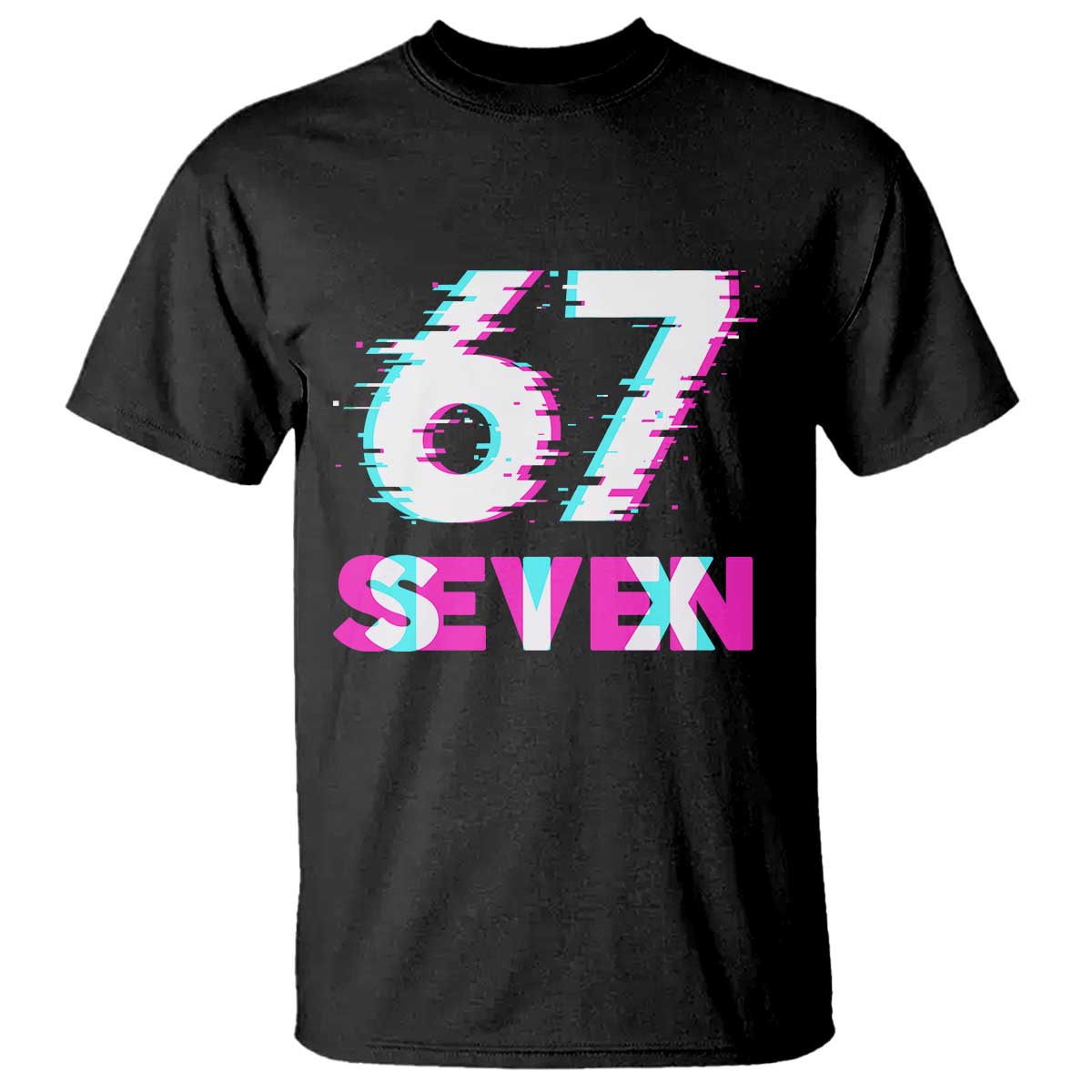 Glitch Optical Illusion Six Seven Meme T Shirt Gen Alpha Slang Gift TS12 Black Print Your Wear