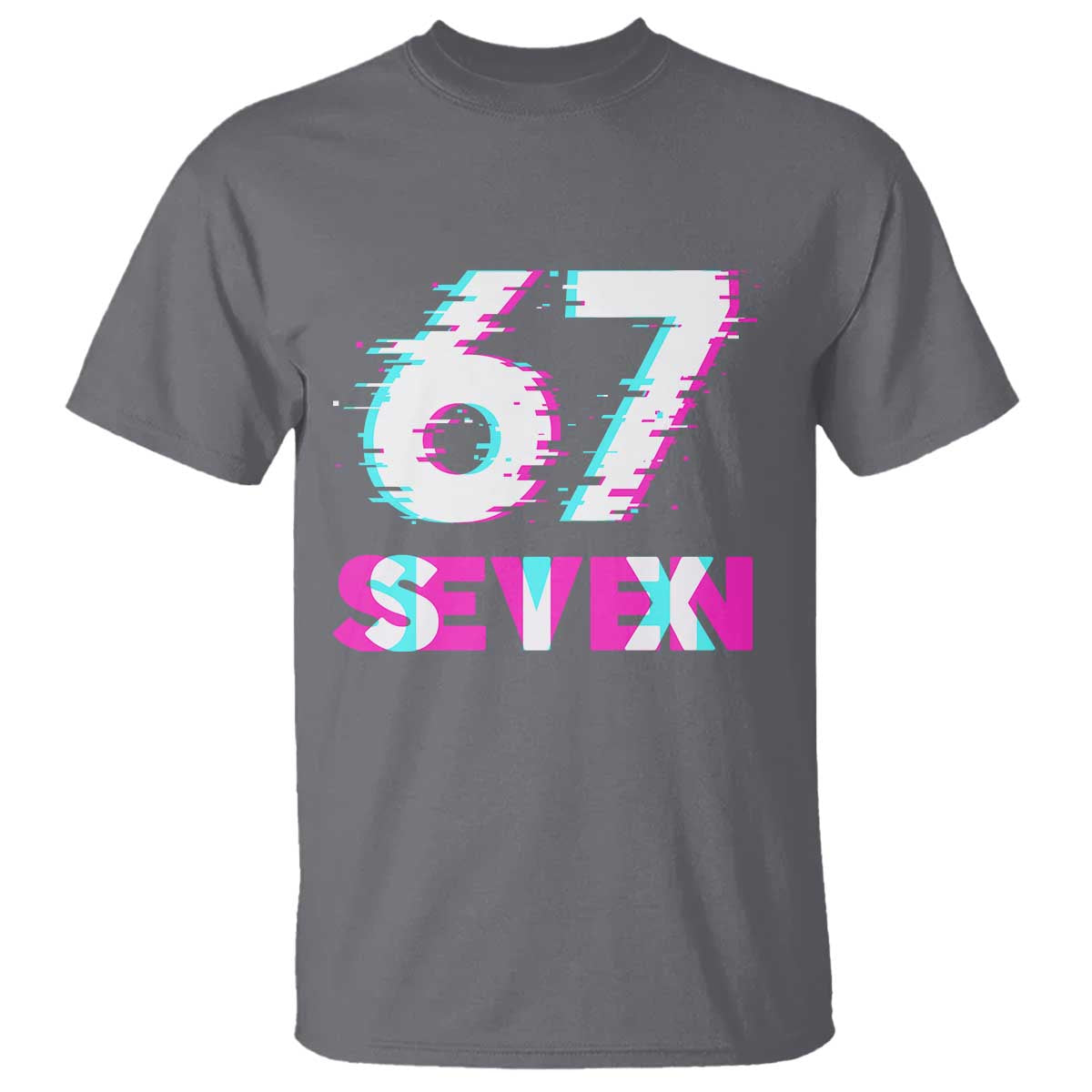 Glitch Optical Illusion Six Seven Meme T Shirt Gen Alpha Slang Gift TS12 Charcoal Print Your Wear