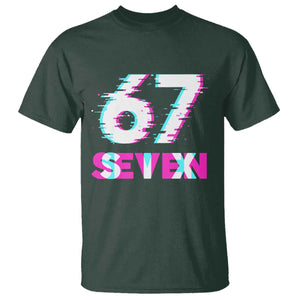 Glitch Optical Illusion Six Seven Meme T Shirt Gen Alpha Slang Gift TS12 Dark Forest Green Print Your Wear