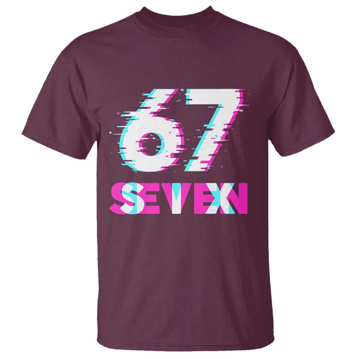 Glitch Optical Illusion Six Seven Meme T Shirt Gen Alpha Slang Gift TS12 Maroon Print Your Wear