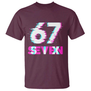 Glitch Optical Illusion Six Seven Meme T Shirt Gen Alpha Slang Gift TS12 Maroon Print Your Wear