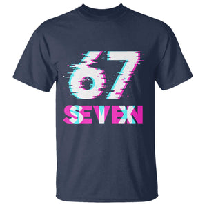 Glitch Optical Illusion Six Seven Meme T Shirt Gen Alpha Slang Gift TS12 Navy Print Your Wear