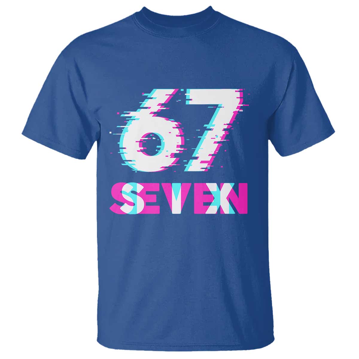Glitch Optical Illusion Six Seven Meme T Shirt Gen Alpha Slang Gift TS12 Royal Blue Print Your Wear