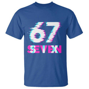 Glitch Optical Illusion Six Seven Meme T Shirt Gen Alpha Slang Gift TS12 Royal Blue Print Your Wear