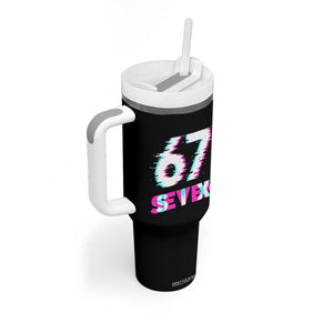 Glitch Optical Illusion Six Seven Meme Tumbler With Handle Gen Alpha Slang Gift TS12 Print Your Wear
