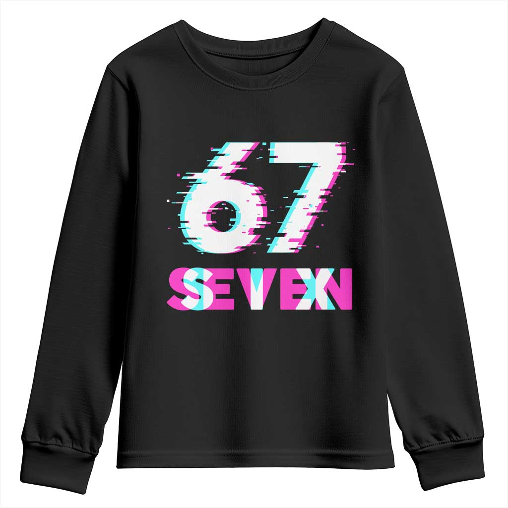 Glitch Optical Illusion Six Seven Meme Youth Sweatshirt Gen Alpha Slang Gift TS12 Black Print Your Wear