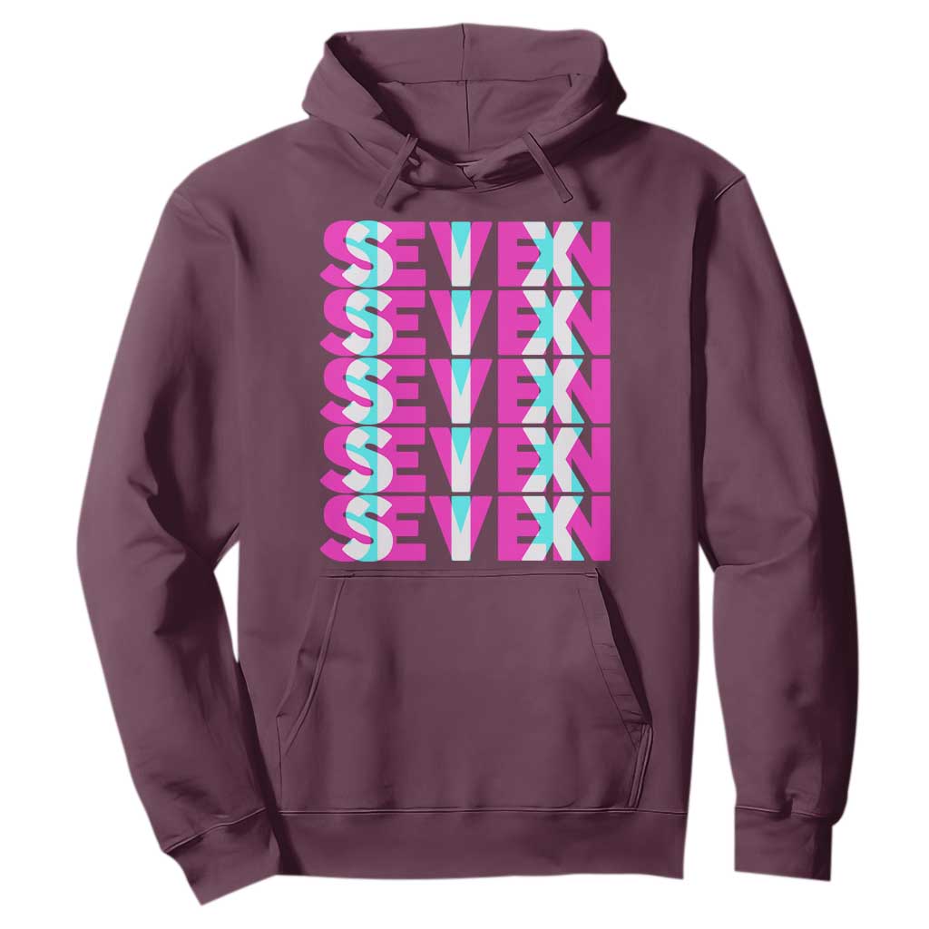Six Seven Glitch Optical Illusion Meme Hoodie Funny Gen Z Alpha Gift TS12 Maroon Print Your Wear