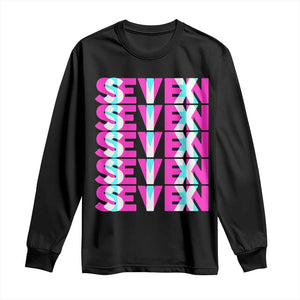 Six Seven Glitch Optical Illusion Meme Long Sleeve Shirt Funny Gen Z Alpha Gift TS12 Black Print Your Wear