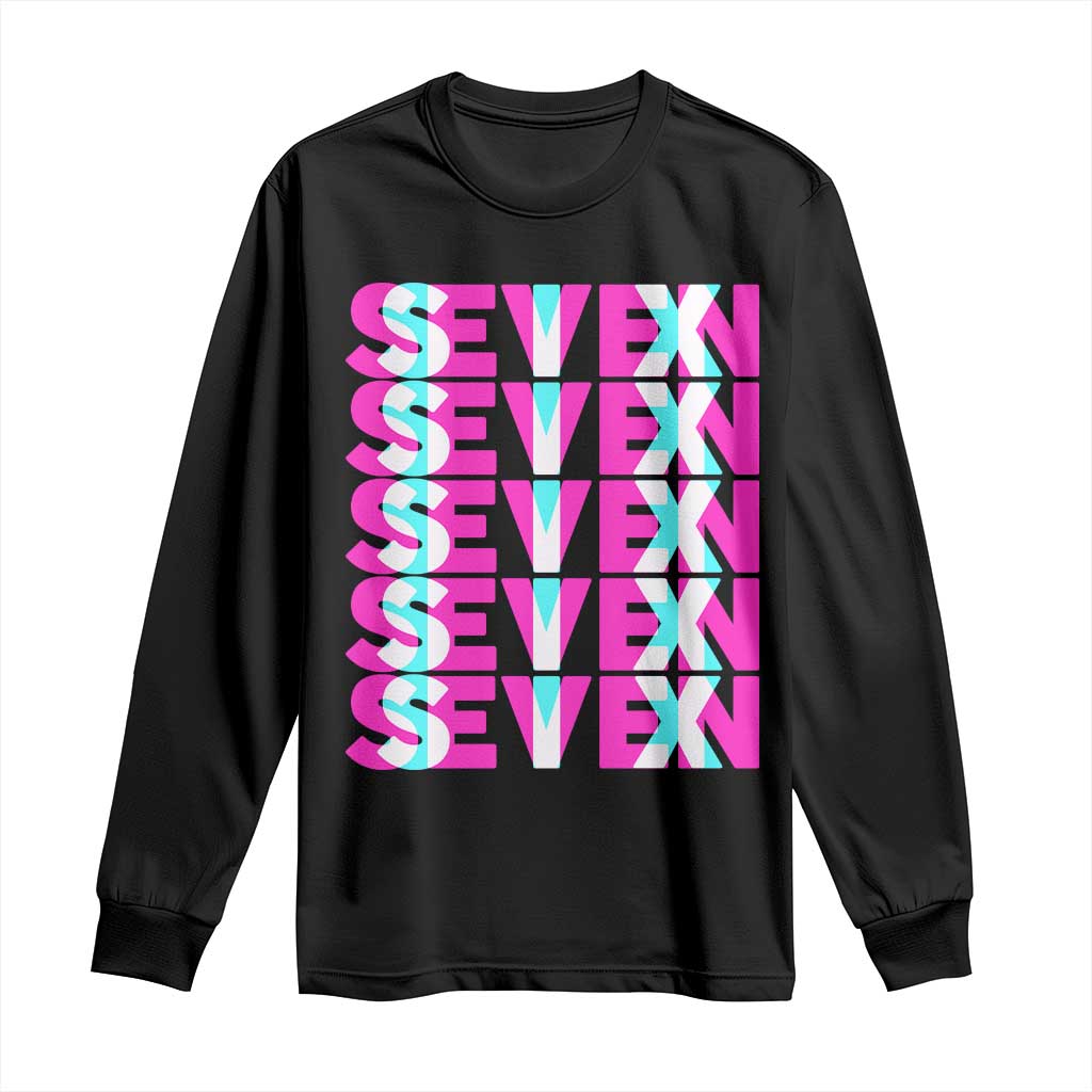 Six Seven Glitch Optical Illusion Meme Long Sleeve Shirt Funny Gen Z Alpha Gift TS12 Black Print Your Wear