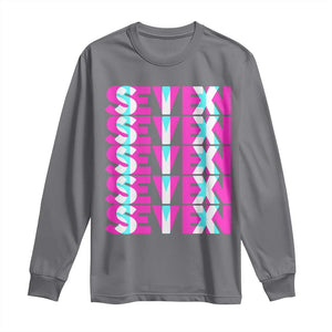 Six Seven Glitch Optical Illusion Meme Long Sleeve Shirt Funny Gen Z Alpha Gift TS12 Charcoal Print Your Wear