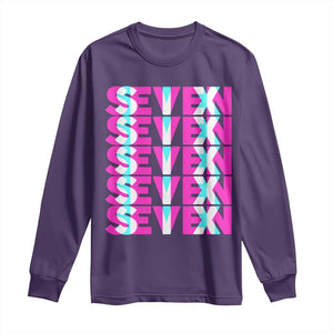 Six Seven Glitch Optical Illusion Meme Long Sleeve Shirt Funny Gen Z Alpha Gift TS12 Purple Print Your Wear