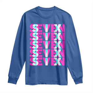 Six Seven Glitch Optical Illusion Meme Long Sleeve Shirt Funny Gen Z Alpha Gift TS12 Royal Blue Print Your Wear