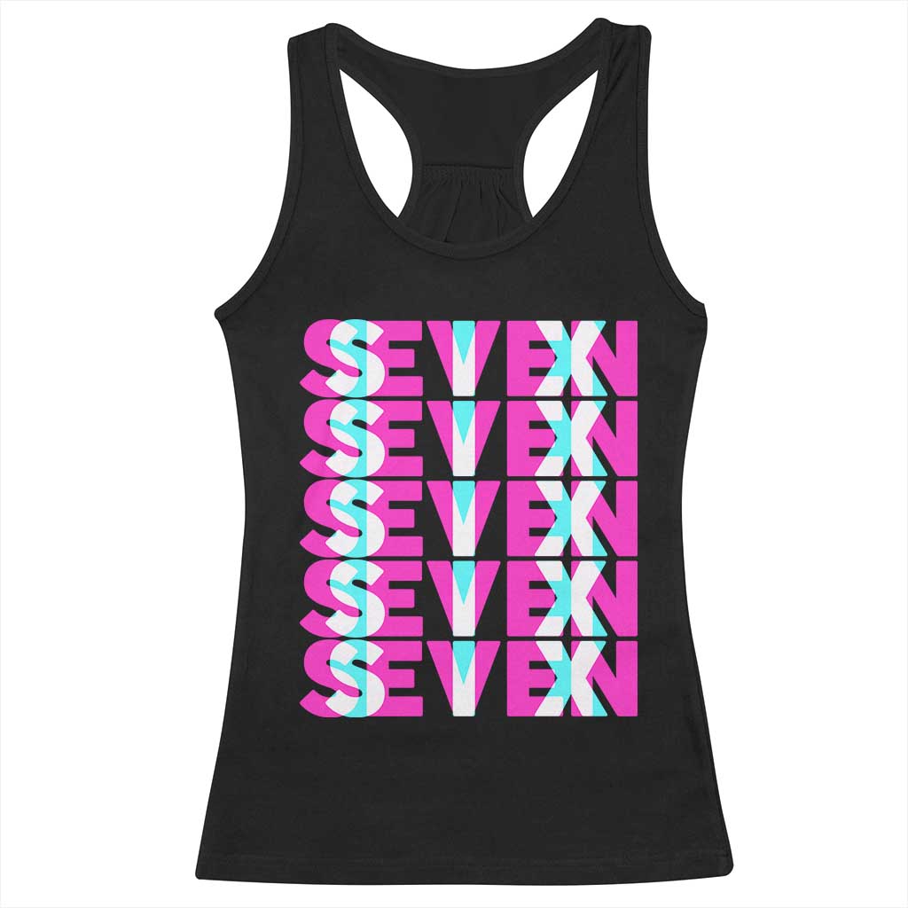 Six Seven Glitch Optical Illusion Meme Racerback Tank Top Funny Gen Z Alpha Gift TS12 Black Print Your Wear