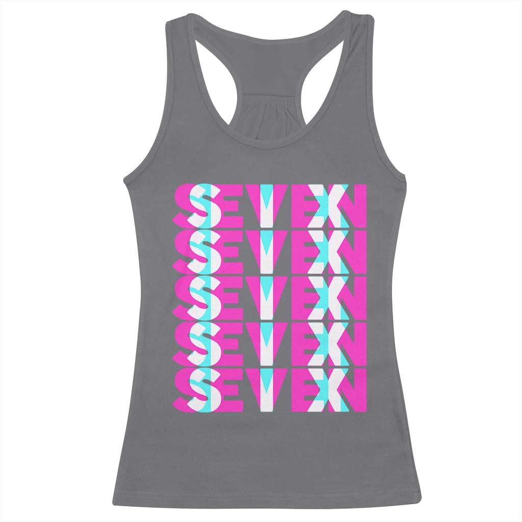 Six Seven Glitch Optical Illusion Meme Racerback Tank Top Funny Gen Z Alpha Gift TS12 Charcoal Print Your Wear