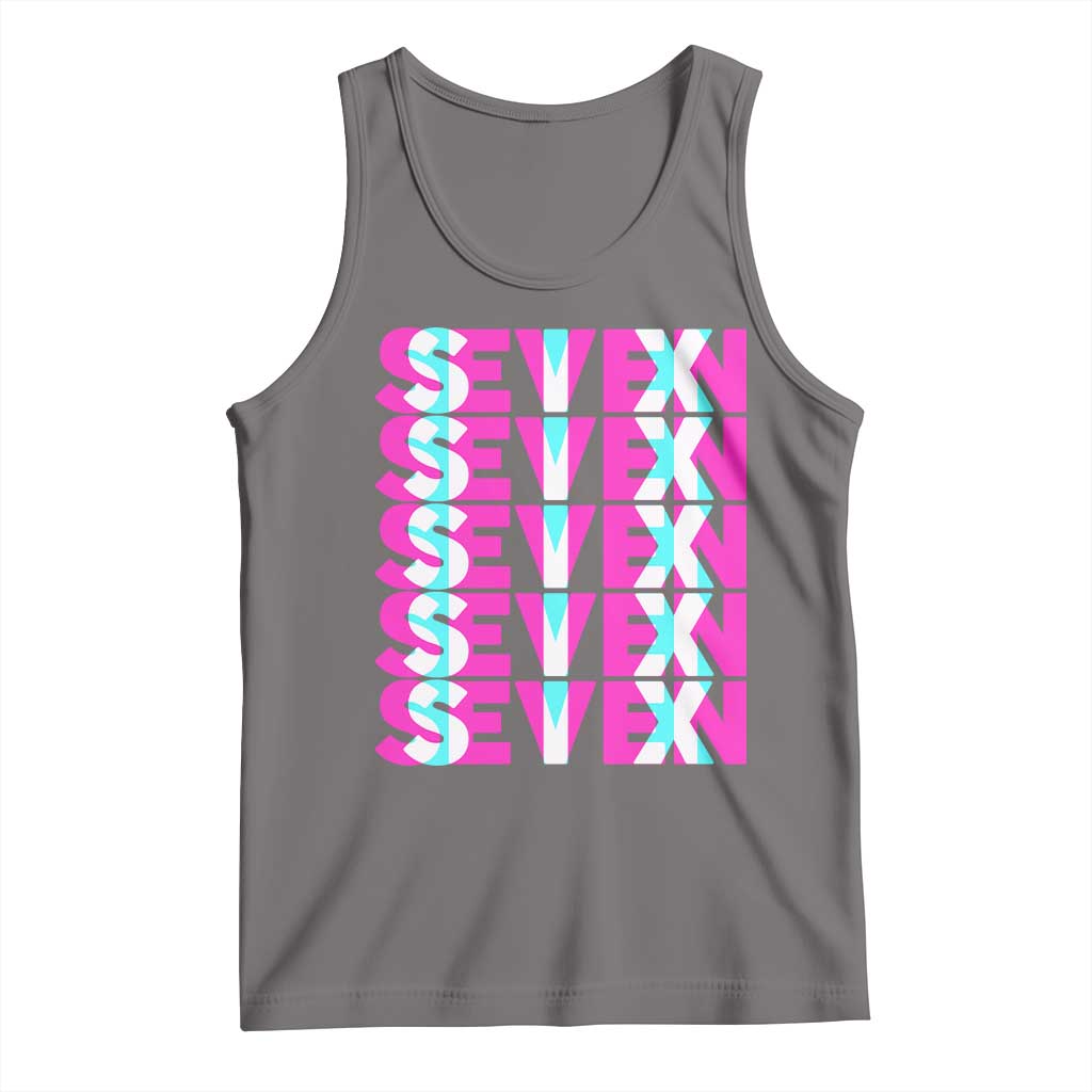 Six Seven Glitch Optical Illusion Meme Tank Top Funny Gen Z Alpha Gift TS12 Deep Heather Print Your Wear