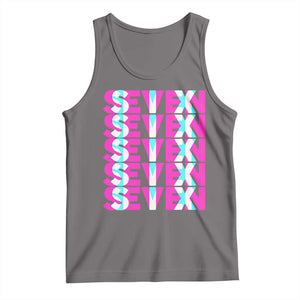 Six Seven Glitch Optical Illusion Meme Tank Top Funny Gen Z Alpha Gift TS12 Deep Heather Print Your Wear