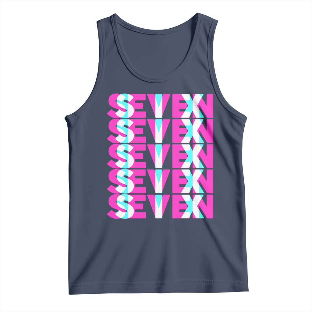 Six Seven Glitch Optical Illusion Meme Tank Top Funny Gen Z Alpha Gift TS12 Navy Print Your Wear