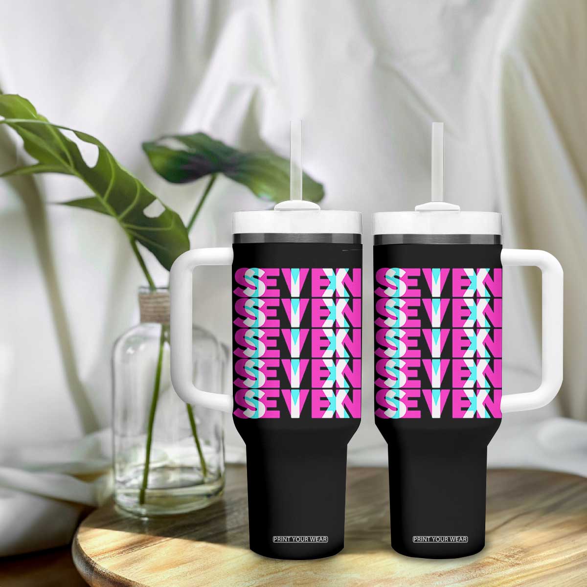 Six Seven Glitch Optical Illusion Meme Tumbler With Handle Funny Gen Z Alpha Gift TS12 Print Your Wear