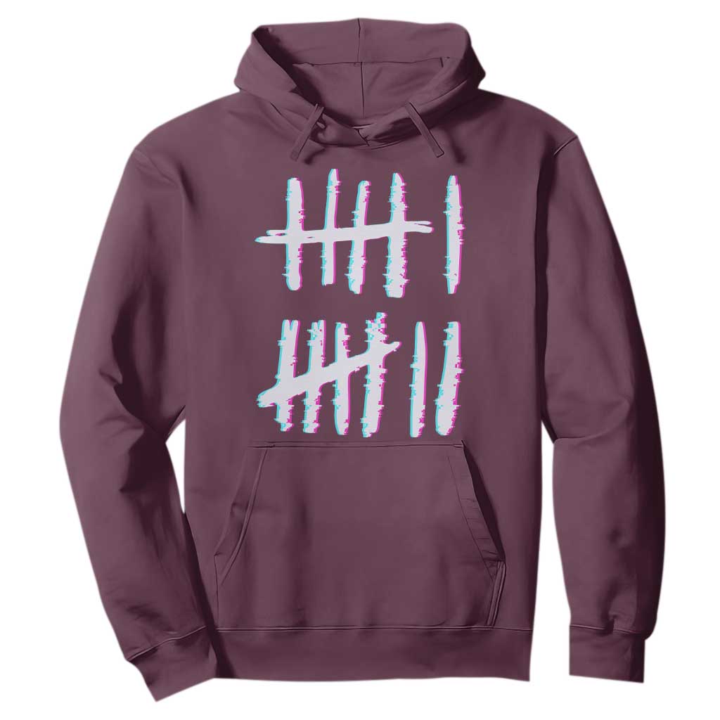 Tally Marks Six Seven Meme Hoodie Glitch Optical Illusion TS12 Maroon Print Your Wear