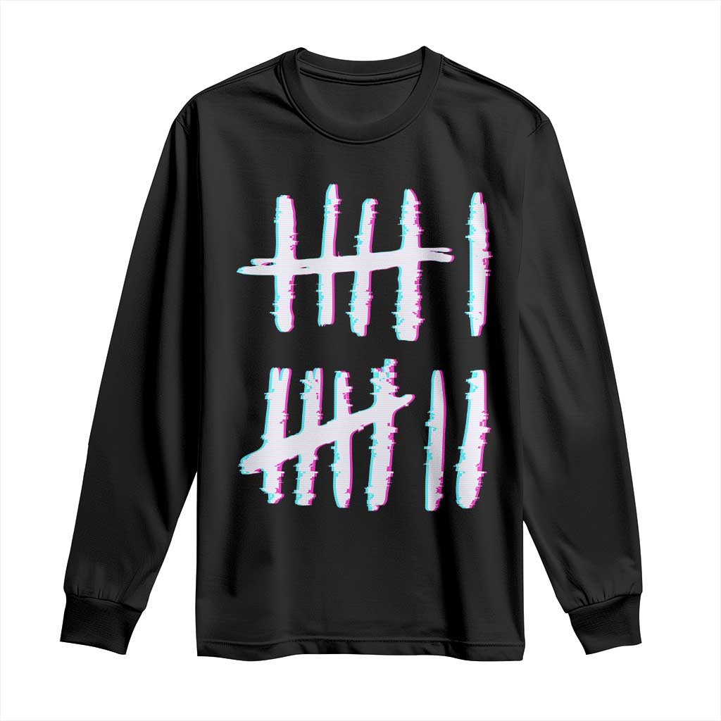 Tally Marks Six Seven Meme Long Sleeve Shirt Glitch Optical Illusion TS12 Black Print Your Wear