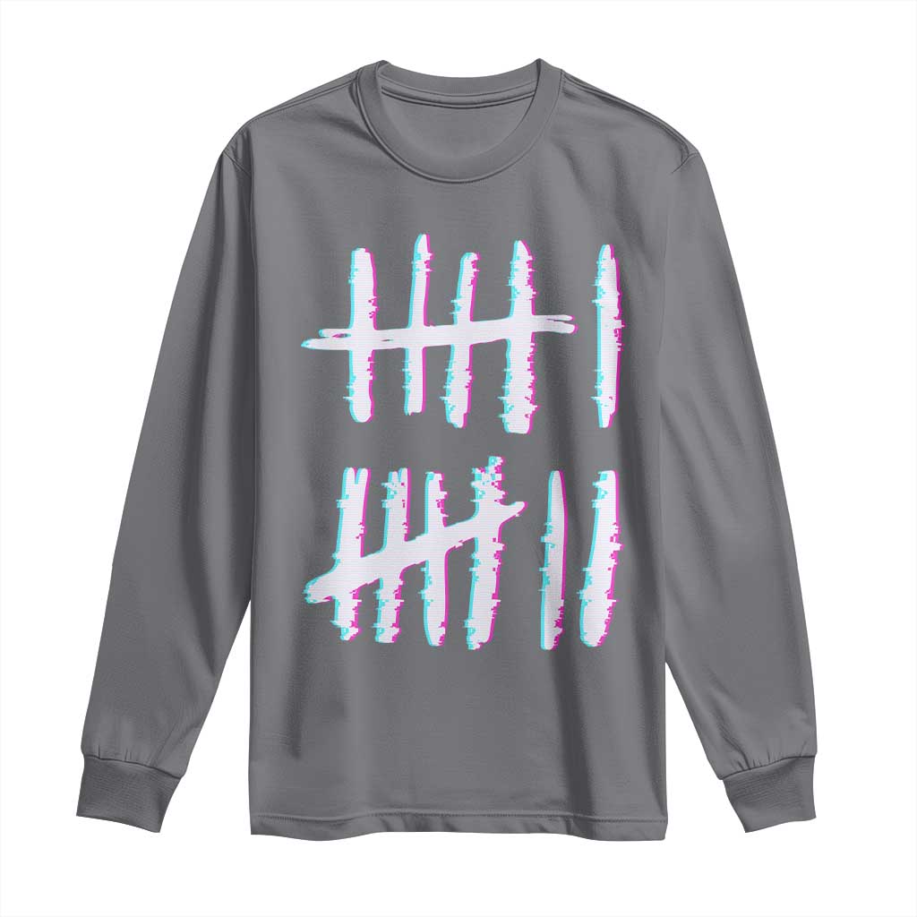 Tally Marks Six Seven Meme Long Sleeve Shirt Glitch Optical Illusion TS12 Charcoal Print Your Wear