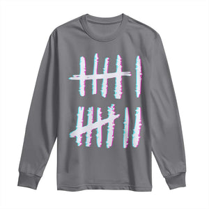 Tally Marks Six Seven Meme Long Sleeve Shirt Glitch Optical Illusion TS12 Charcoal Print Your Wear