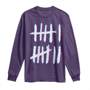 Tally Marks Six Seven Meme Long Sleeve Shirt Glitch Optical Illusion TS12 Purple Print Your Wear