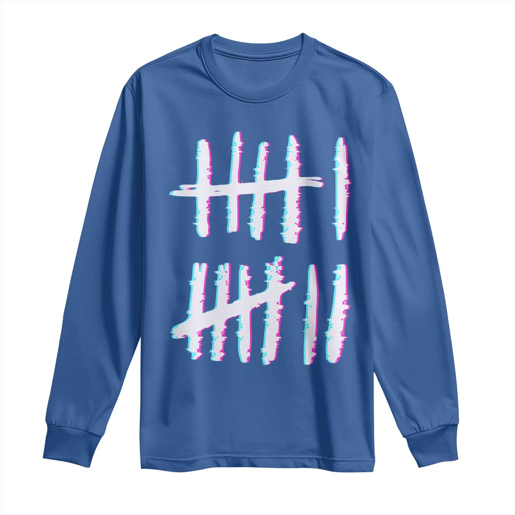 Tally Marks Six Seven Meme Long Sleeve Shirt Glitch Optical Illusion TS12 Royal Blue Print Your Wear