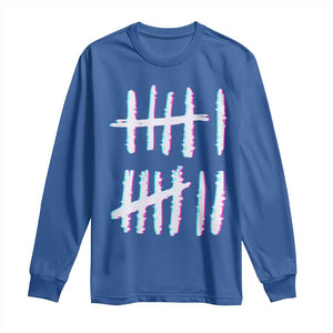 Tally Marks Six Seven Meme Long Sleeve Shirt Glitch Optical Illusion TS12 Royal Blue Print Your Wear