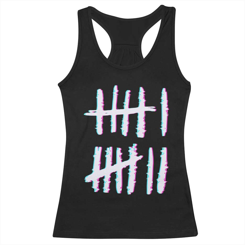 Tally Marks Six Seven Meme Racerback Tank Top Glitch Optical Illusion TS12 Black Print Your Wear