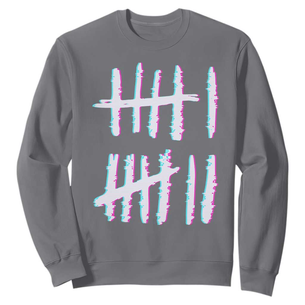 Tally Marks Six Seven Meme Sweatshirt Glitch Optical Illusion TS12 Charcoal Print Your Wear