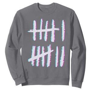 Tally Marks Six Seven Meme Sweatshirt Glitch Optical Illusion TS12 Charcoal Print Your Wear