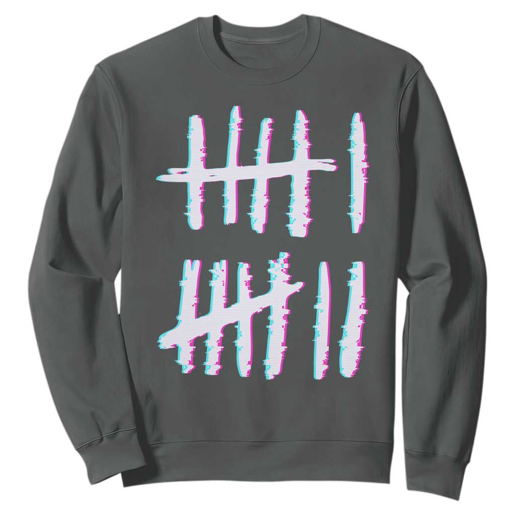 Tally Marks Six Seven Meme Sweatshirt Glitch Optical Illusion TS12 Dark Heather Print Your Wear
