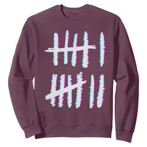 Tally Marks Six Seven Meme Sweatshirt Glitch Optical Illusion TS12 Maroon Print Your Wear