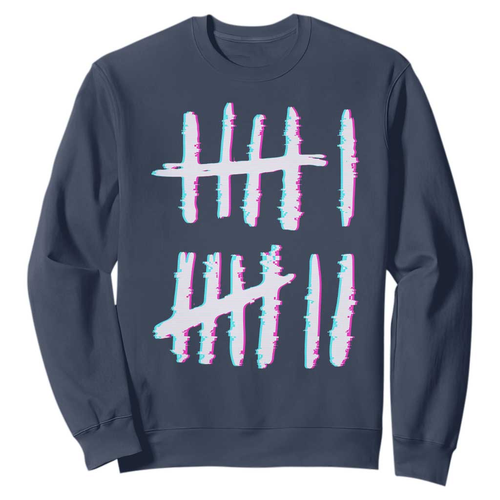 Tally Marks Six Seven Meme Sweatshirt Glitch Optical Illusion TS12 Navy Print Your Wear