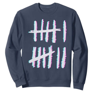 Tally Marks Six Seven Meme Sweatshirt Glitch Optical Illusion TS12 Navy Print Your Wear