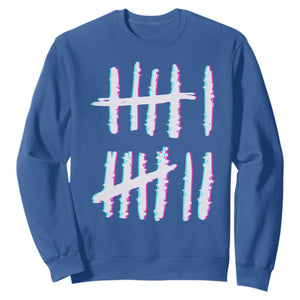 Tally Marks Six Seven Meme Sweatshirt Glitch Optical Illusion TS12 Royal Blue Print Your Wear