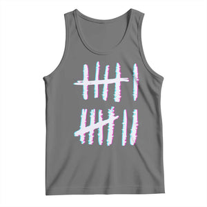 Tally Marks Six Seven Meme Tank Top Glitch Optical Illusion TS12 Black Heather Print Your Wear