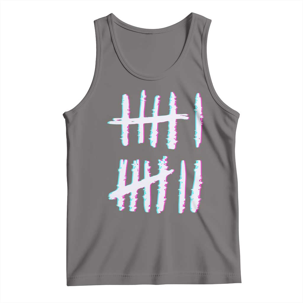 Tally Marks Six Seven Meme Tank Top Glitch Optical Illusion TS12 Deep Heather Print Your Wear