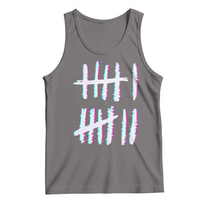 Tally Marks Six Seven Meme Tank Top Glitch Optical Illusion TS12 Deep Heather Print Your Wear