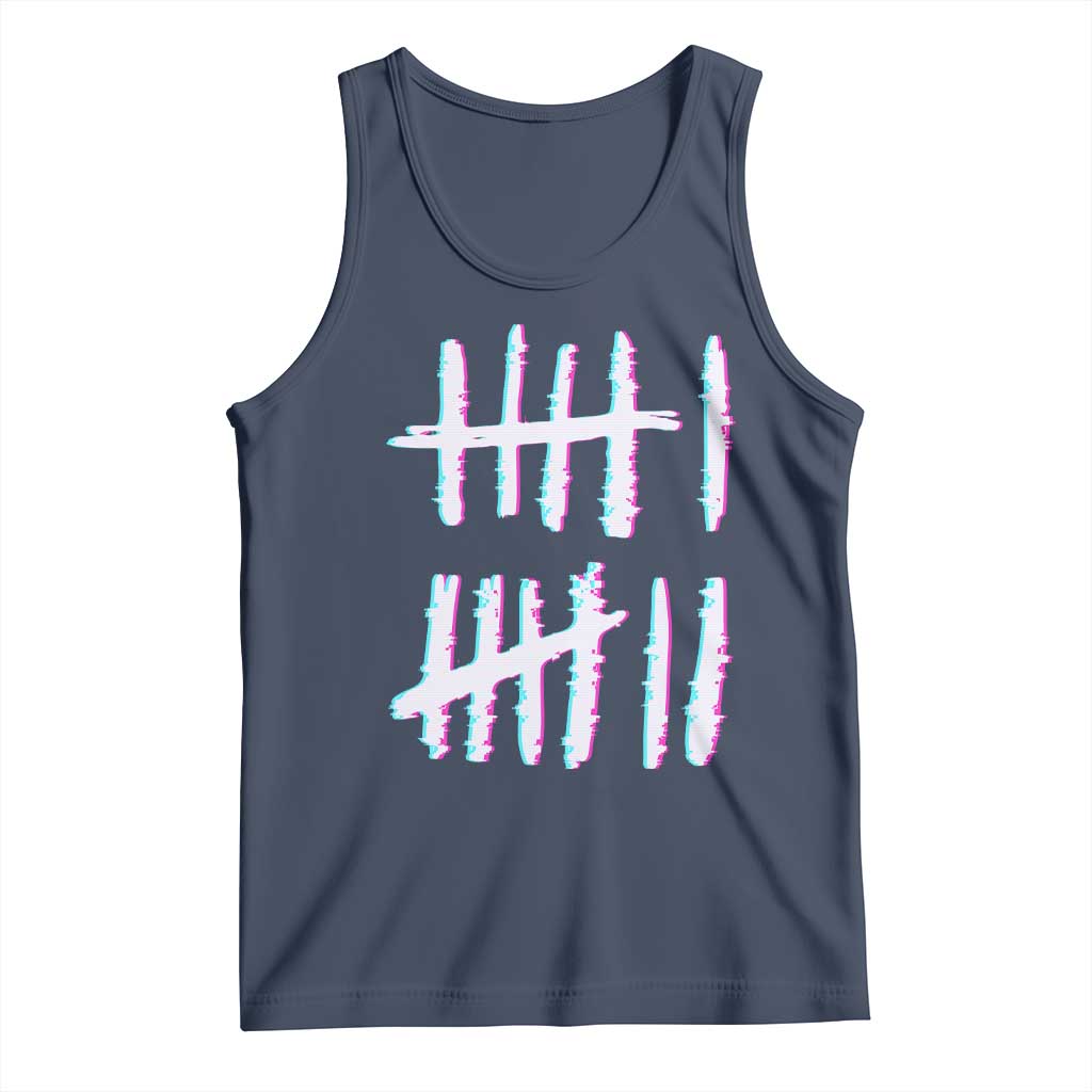 Tally Marks Six Seven Meme Tank Top Glitch Optical Illusion TS12 Navy Print Your Wear